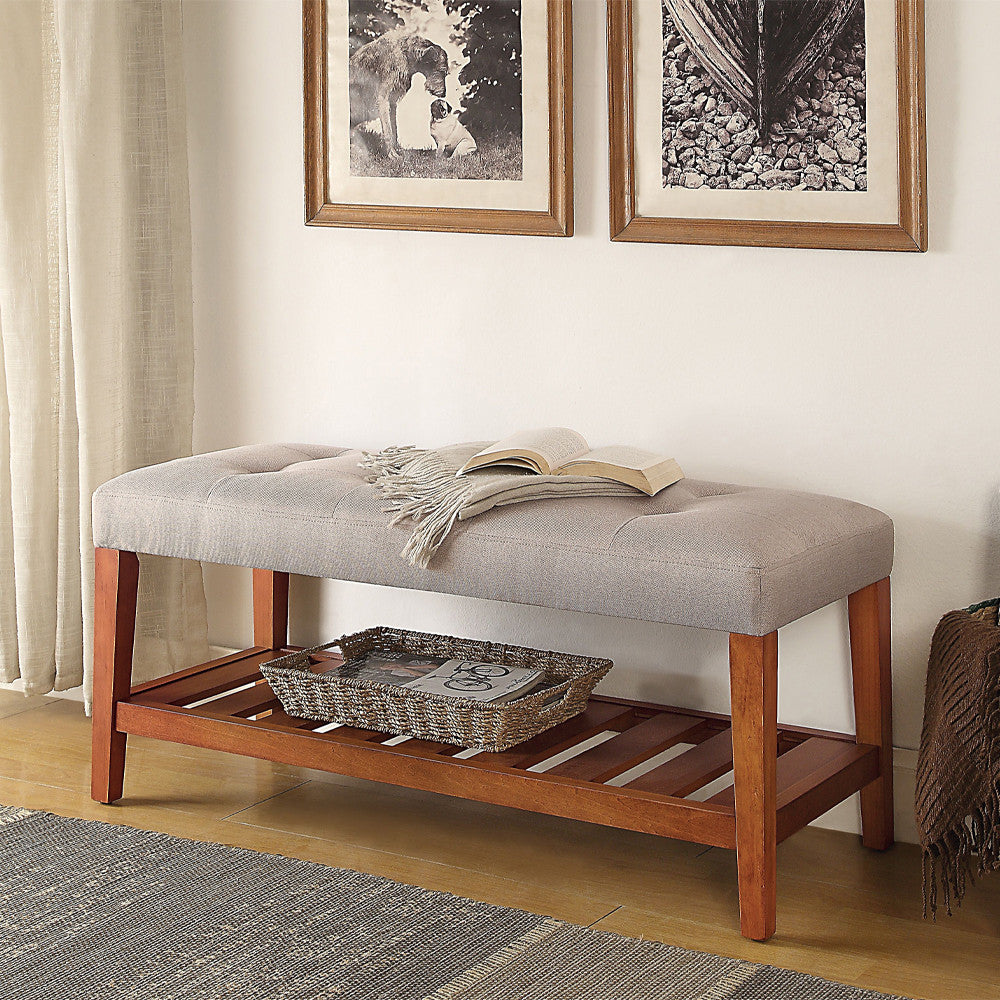 ACME 96680 Charla Bench, Light Gray & Oak