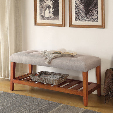 ACME 96680 Charla Bench, Light Gray & Oak