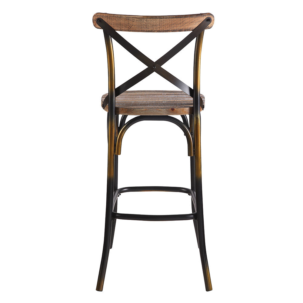 ACME 96805 Zaire Bar Chair (1 Piece), Antique Copper & Antique Oak, 29" Seat Height  2