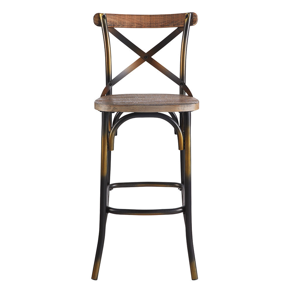 ACME 96805 Zaire Bar Chair (1 Piece), Antique Copper & Antique Oak, 29" Seat Height  3