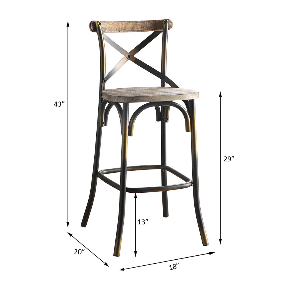 ACME 96805 Zaire Bar Chair (1 Piece), Antique Copper & Antique Oak, 29" Seat Height  6