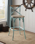 ACME 96806 Zaire Bar Chair (1 Piece), Antique Sky & Antique Oak, 29" Seat Height