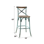 ACME 96806 Zaire Bar Chair (1 Piece), Antique Sky & Antique Oak, 29" Seat Height  2