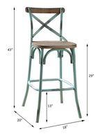 ACME 96806 Zaire Bar Chair (1 Piece), Antique Sky & Antique Oak, 29" Seat Height  1