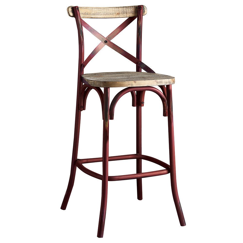 ACME 96808 Zaire Bar Chair (1 Piece), Antique Red & Antique Oak, 29" Seat Height  1