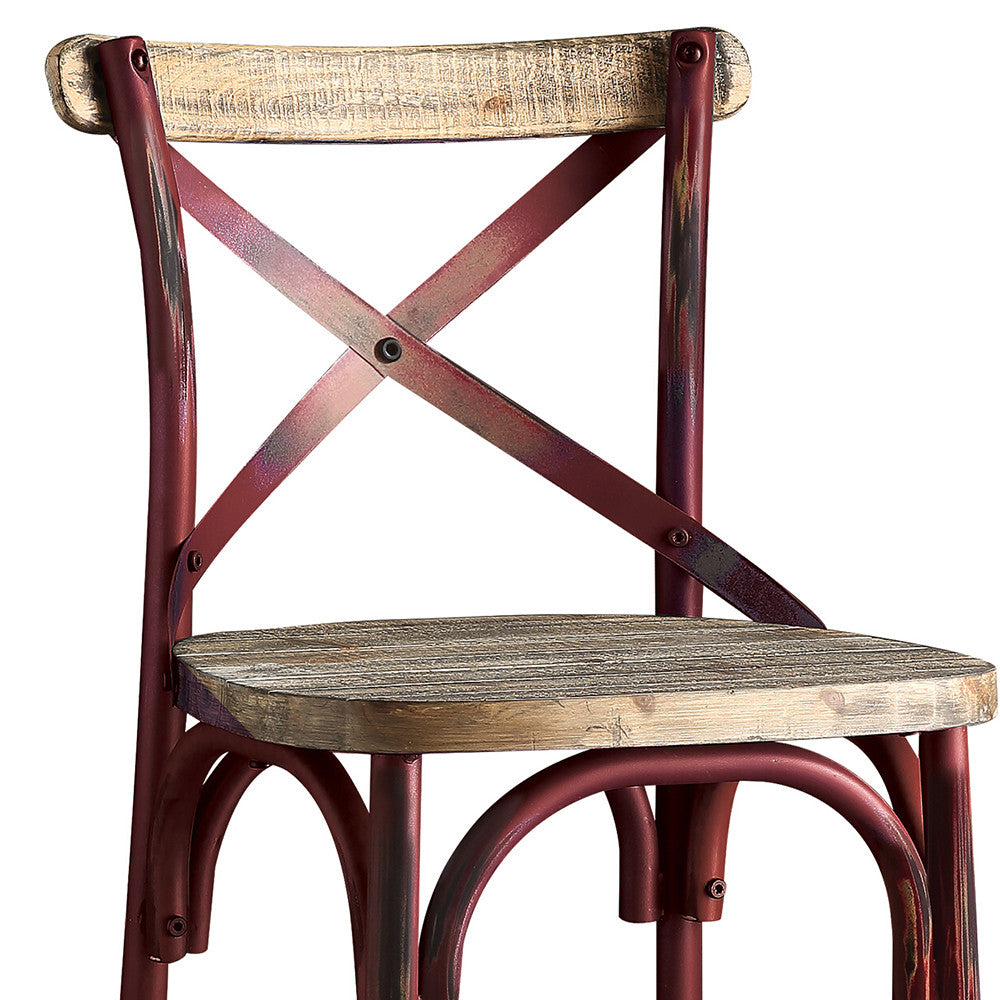 ACME 96808 Zaire Bar Chair (1 Piece), Antique Red & Antique Oak, 29" Seat Height  3