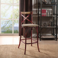 ACME 96808 Zaire Bar Chair (1 Piece), Antique Red & Antique Oak, 29" Seat Height