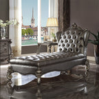 ACME 96825 Versailles Chaise Lounge, Silver PU & Antique Platinum
