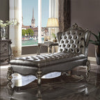 ACME 96825 Versailles Chaise Lounge, Silver PU & Antique Platinum