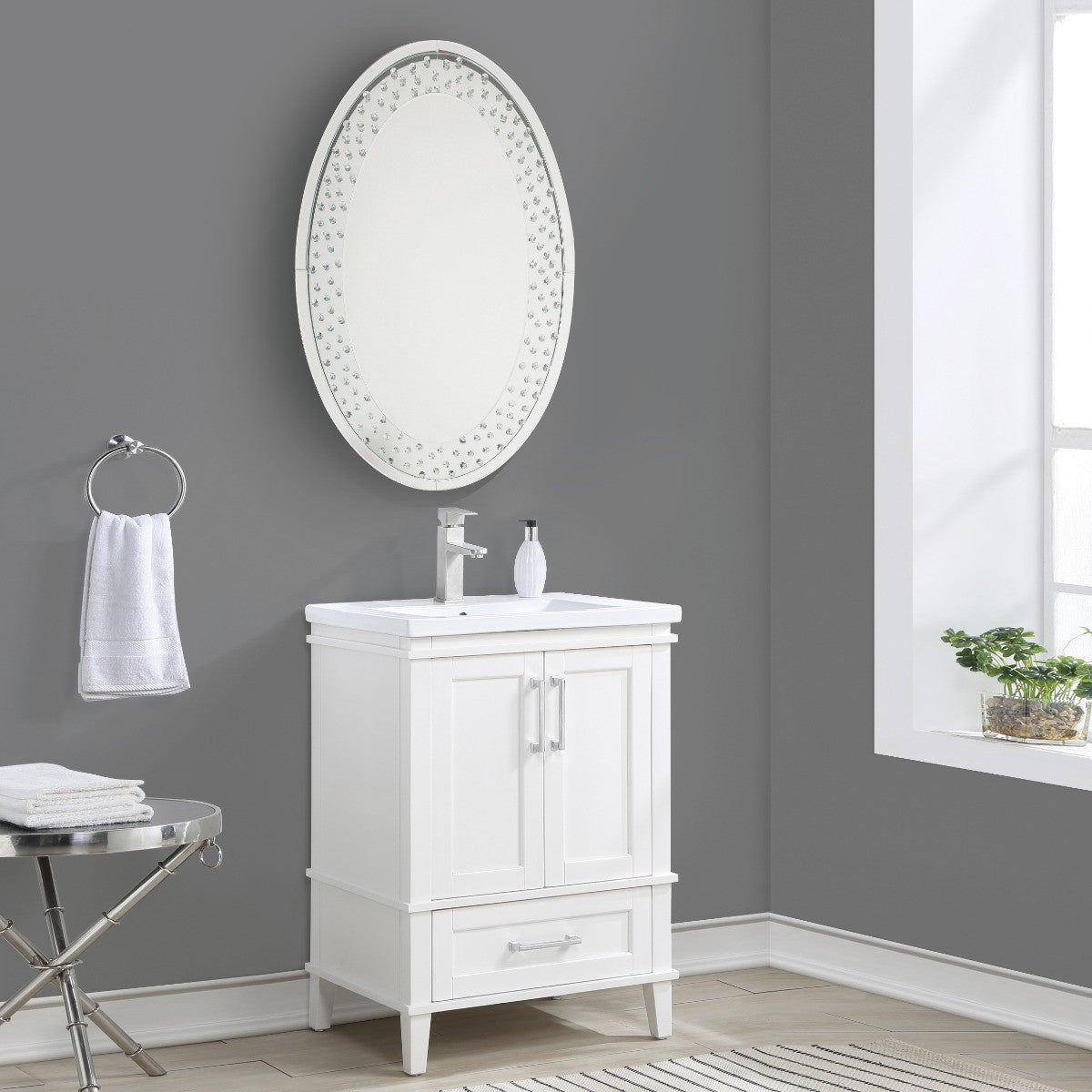 ACME 97022 Nysa Accent Mirror (Wall), Mirrored & Faux Crystals
