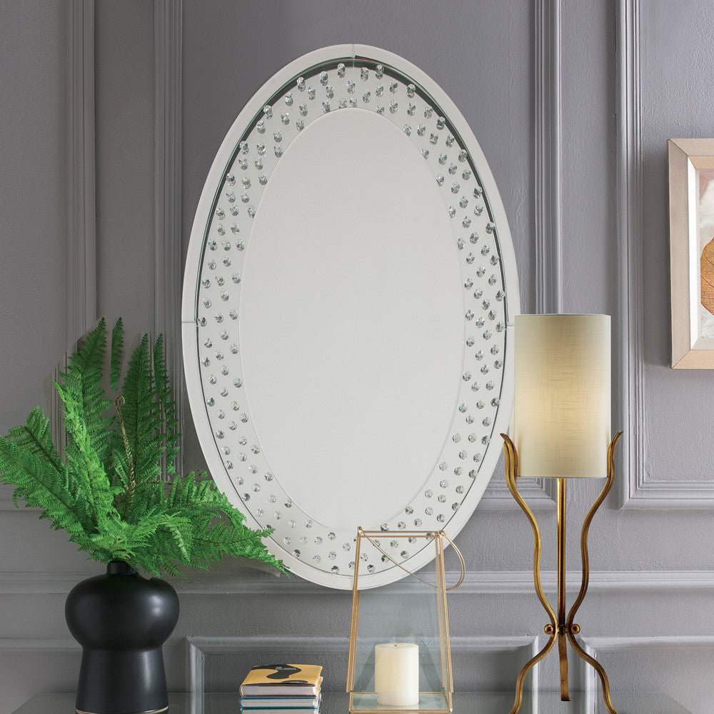ACME 97022 Nysa Accent Mirror (Wall), Mirrored & Faux Crystals
