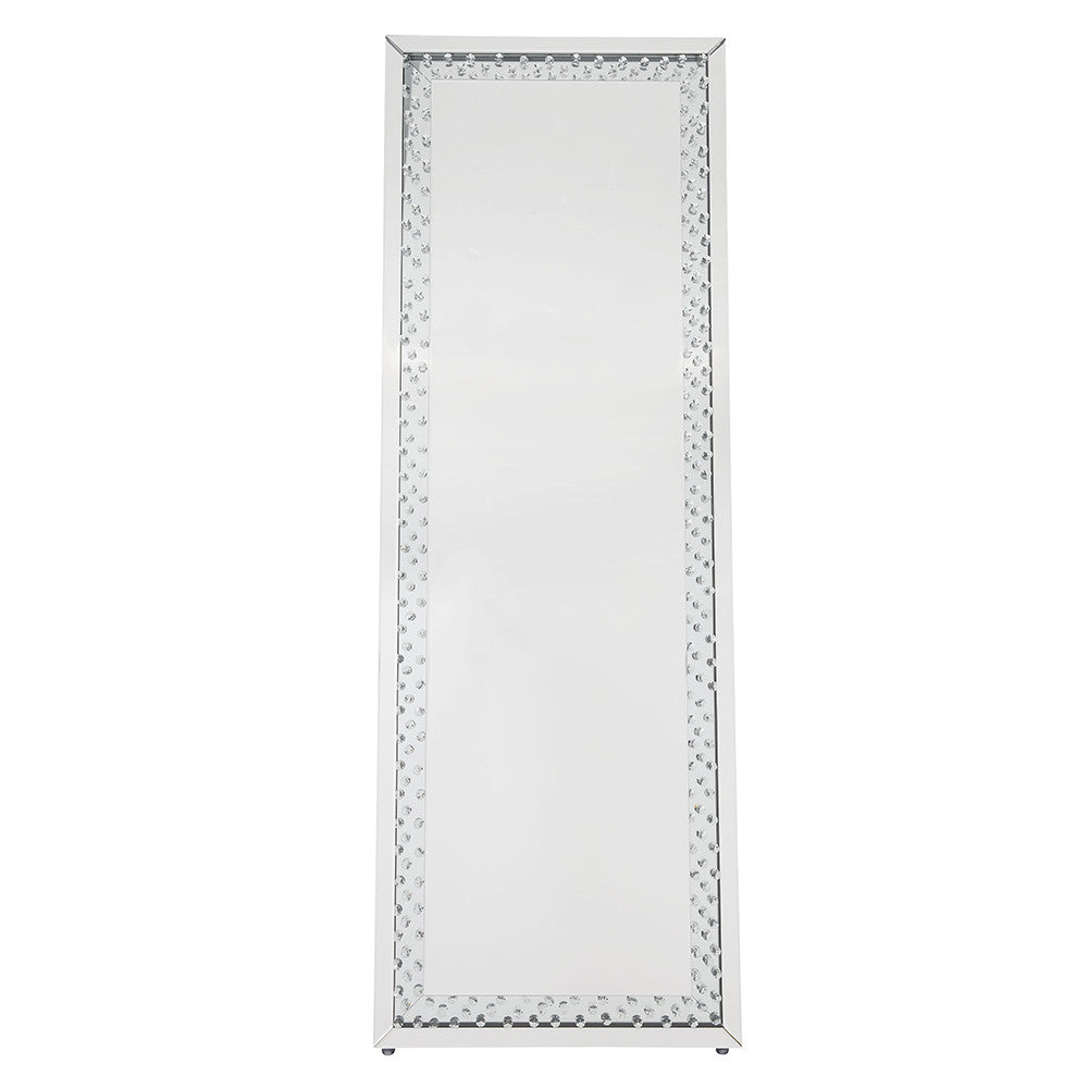 ACME 97025 Nysa Accent Mirror (Floor), Mirrored & Faux Crystals