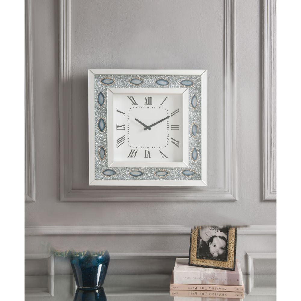ACME 97047 Sonia Wall Clock, Mirrored & Faux Agate