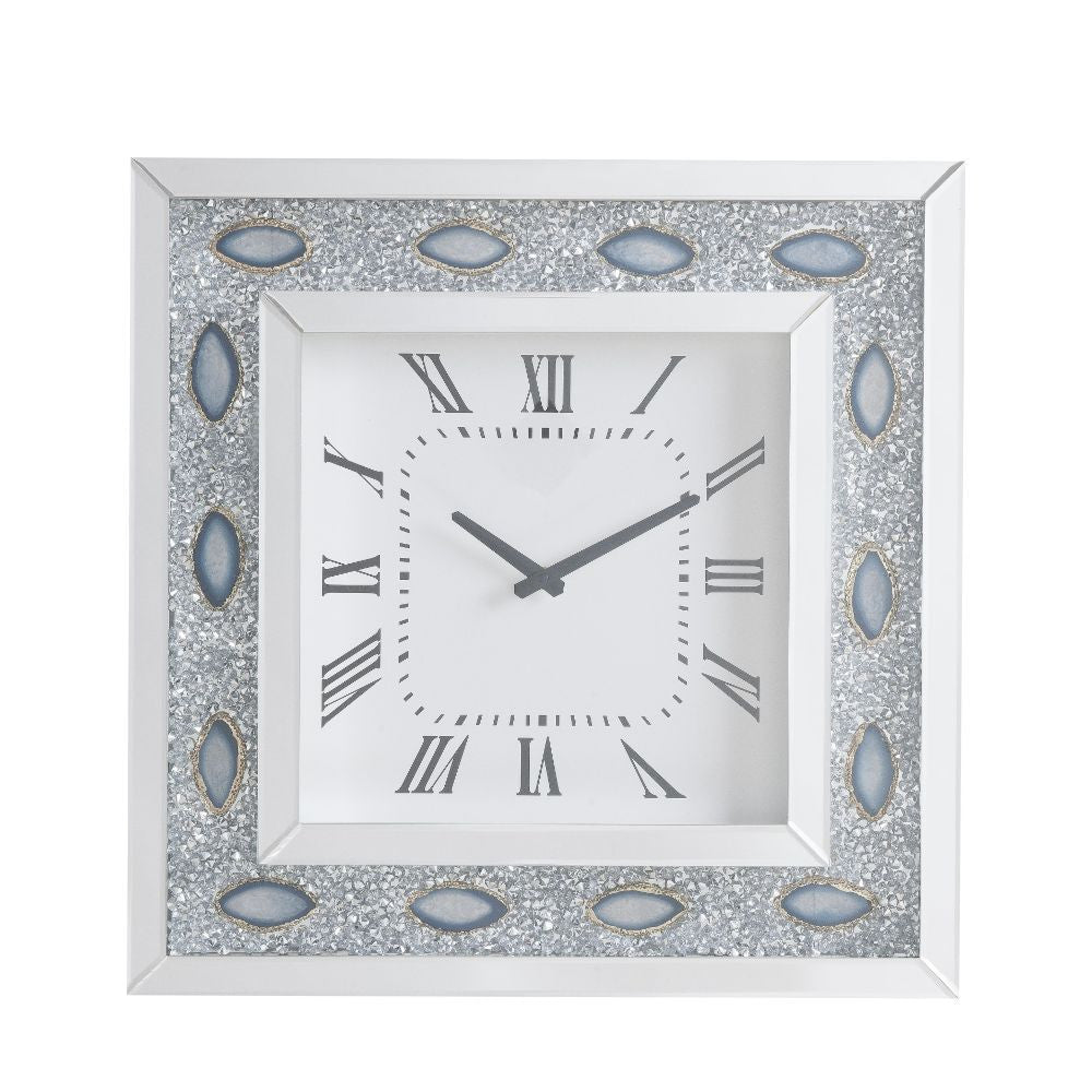 ACME 97047 Sonia Wall Clock, Mirrored & Faux Agate