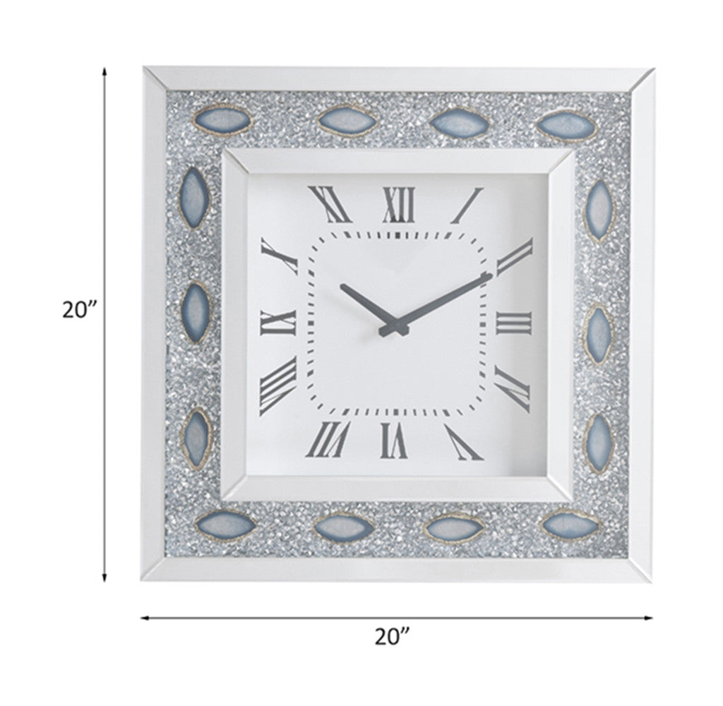 ACME 97047 Sonia Wall Clock, Mirrored & Faux Agate