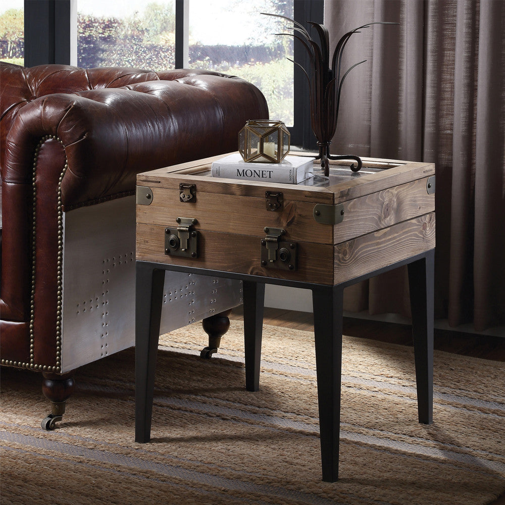 ACME 97138 Kolin Accent Table, Rustic Oak & Matte Gray