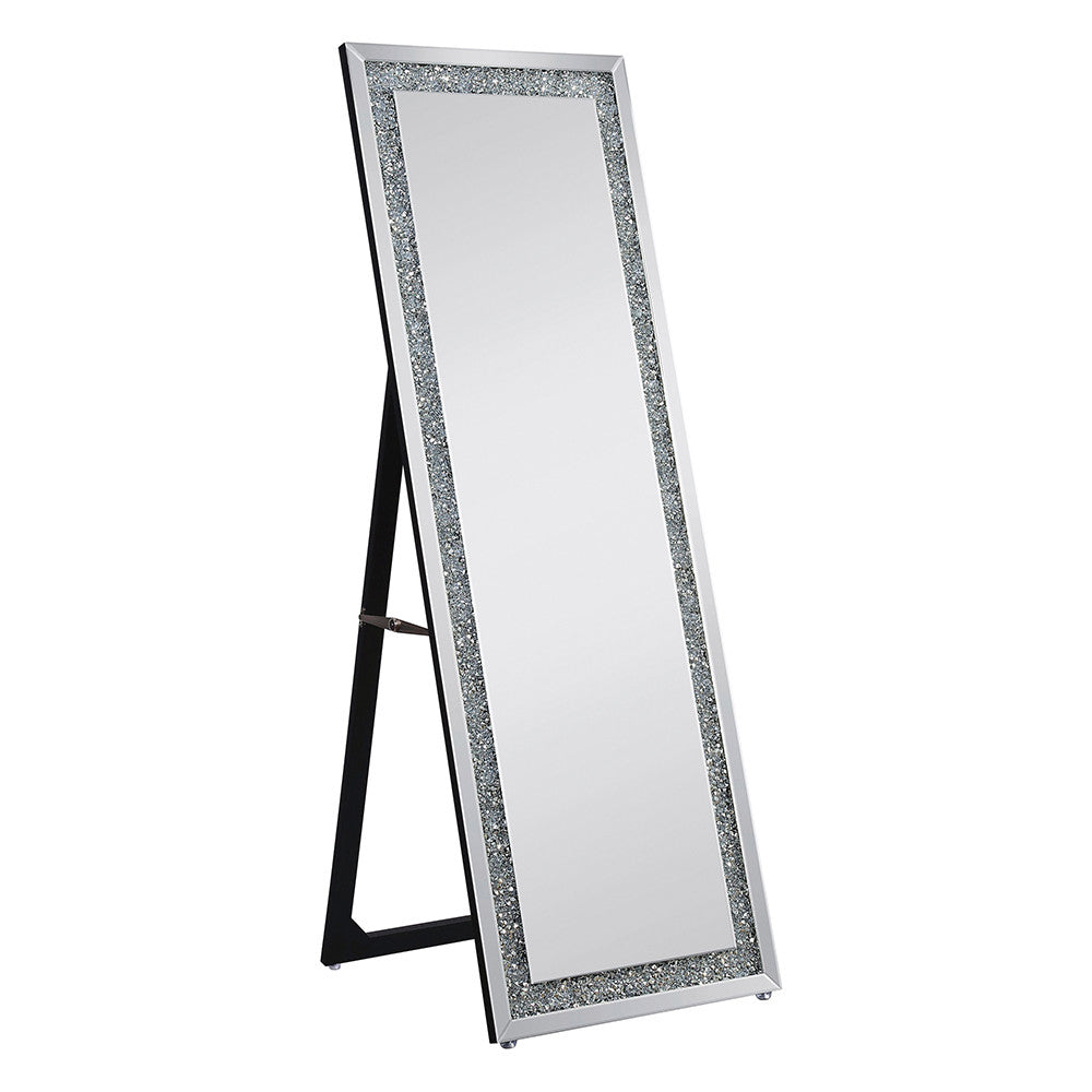 ACME 97156 Noralie Accent Mirror (Floor), Mirrored & Faux Diamonds