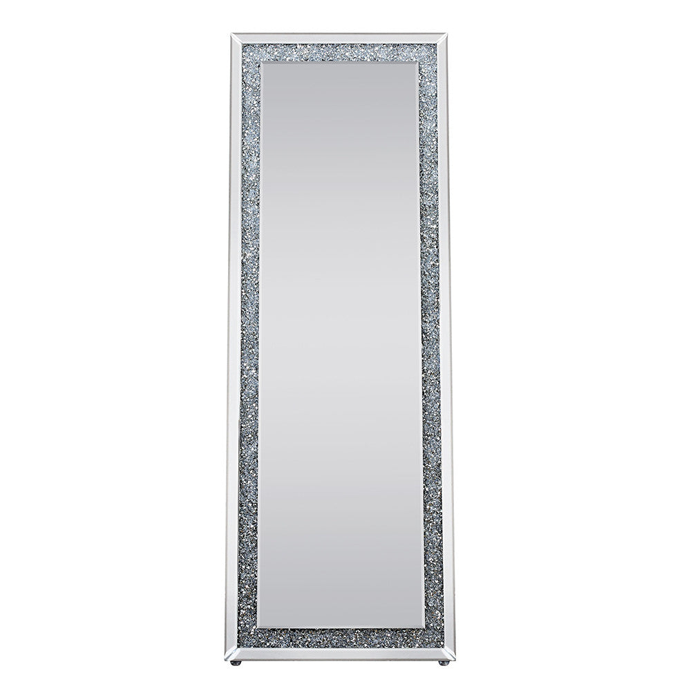 ACME 97156 Noralie Accent Mirror (Floor), Mirrored & Faux Diamonds