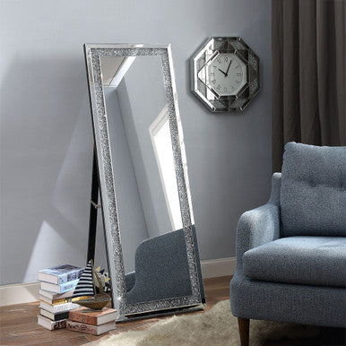 ACME 97156 Noralie Accent Mirror (Floor), Mirrored & Faux Diamonds