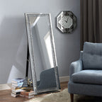 ACME 97156 Noralie Accent Mirror (Floor), Mirrored & Faux Diamonds