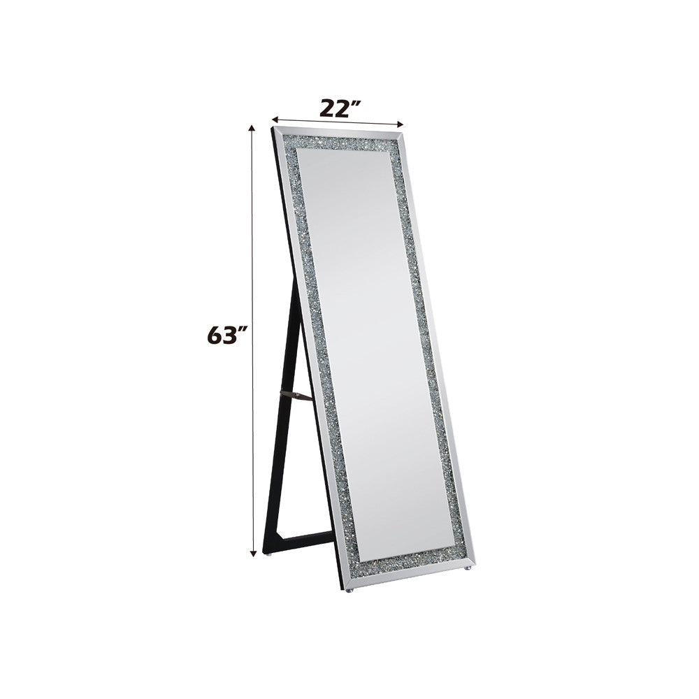 ACME 97156 Noralie Accent Mirror (Floor), Mirrored & Faux Diamonds