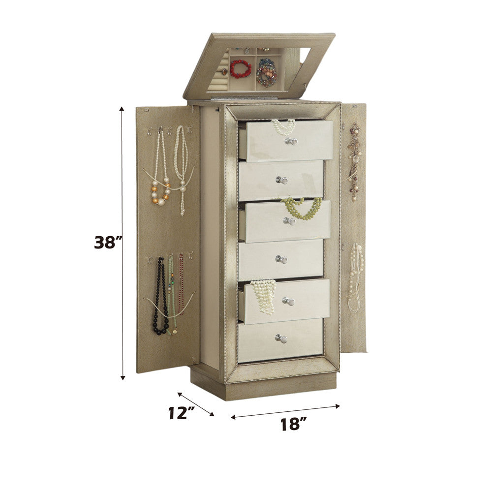 ACME 97172 Talor Jewelry Armoire, Antique Gold