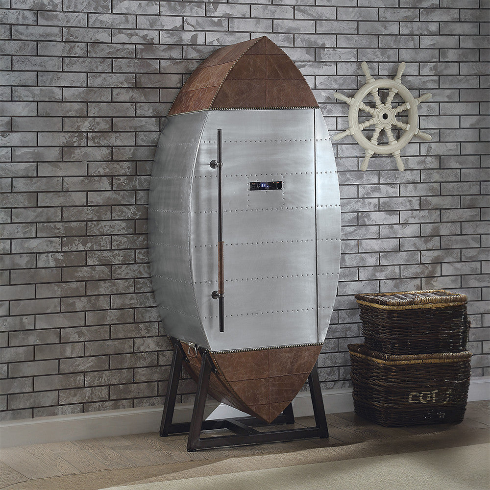ACME 97195 Brancaster Wine Cooler Cabinet, Retro Brown TGL & Aluminum