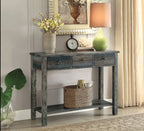 ACME 97257 Glancio Console Table, Antique White & Teal