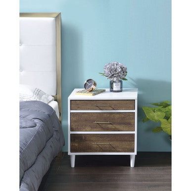 ACME 97551 Lurel Accent Table, White & Weathered Oak
