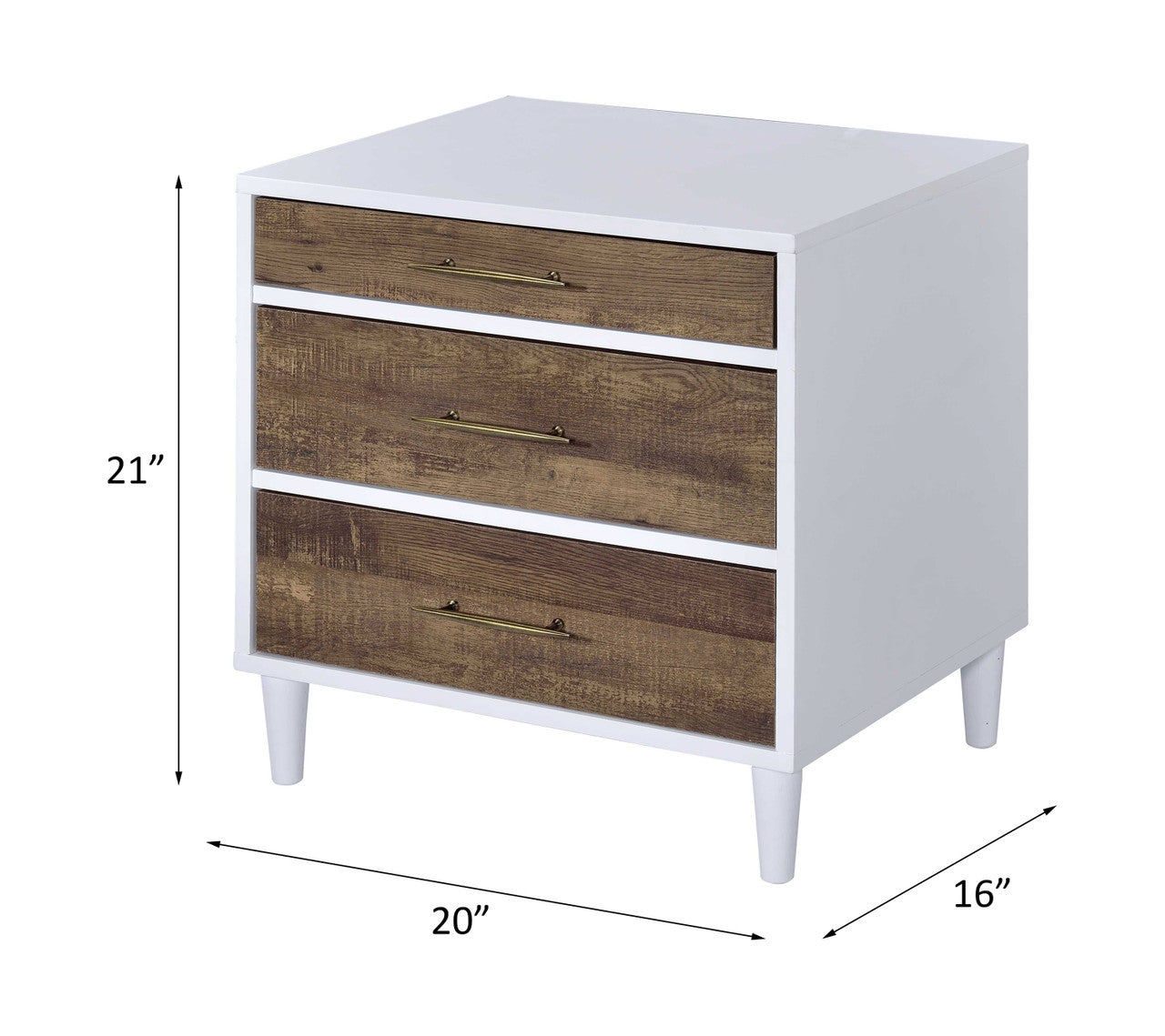 ACME 97551 Lurel Accent Table, White & Weathered Oak