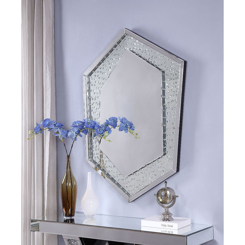 ACME 97570 Nysa Wall Decor, Mirrored & Faux Crystals
