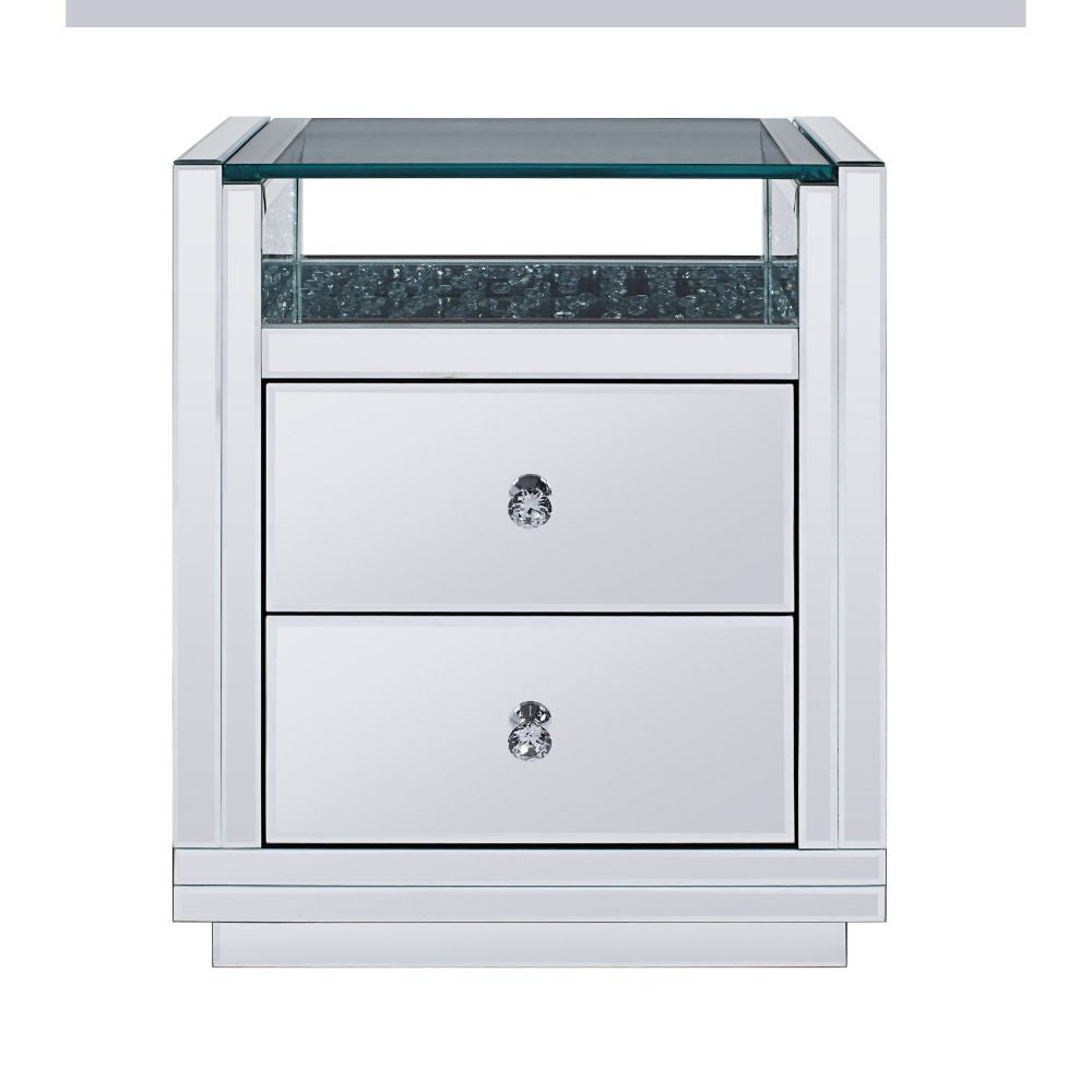ACME 97575 Nysa Accent Table, Mirrored & Faux Crystals