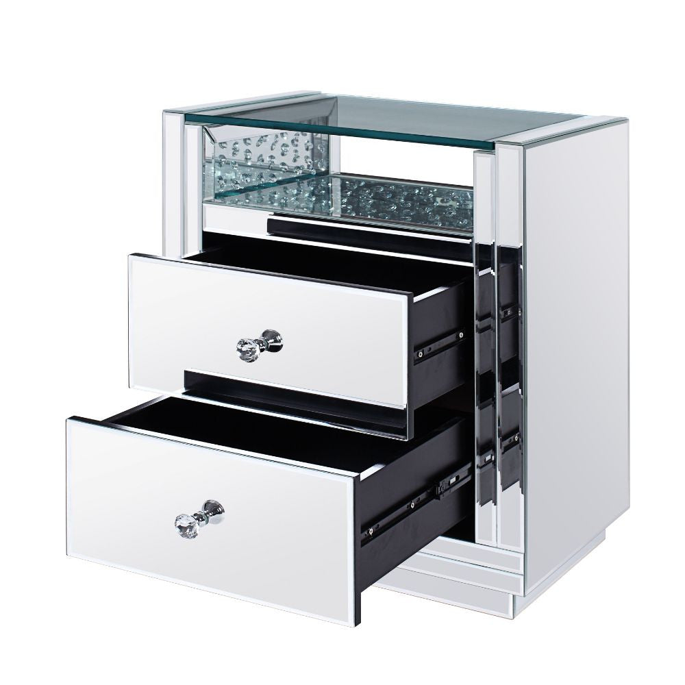 ACME 97575 Nysa Accent Table, Mirrored & Faux Crystals