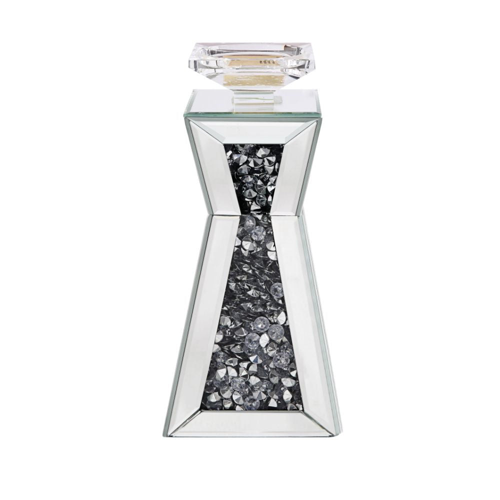 ACME 97617 Nowles Accent Candleholder (Set-2), Mirrored & Faux Stones