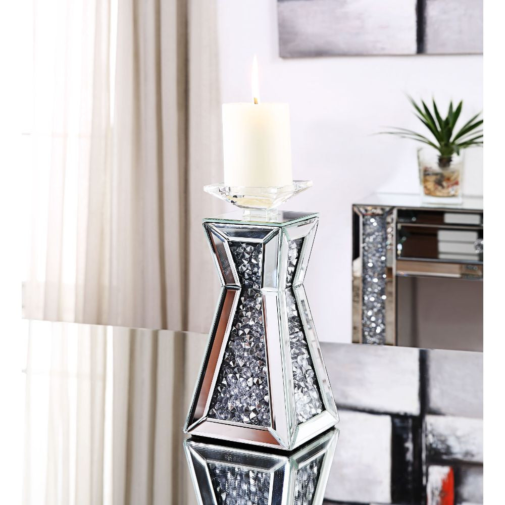 ACME 97617 Nowles Accent Candleholder (Set-2), Mirrored & Faux Stones