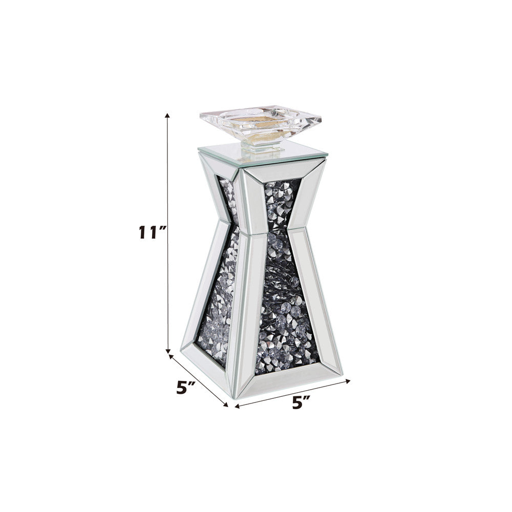 ACME 97617 Nowles Accent Candleholder (Set-2), Mirrored & Faux Stones