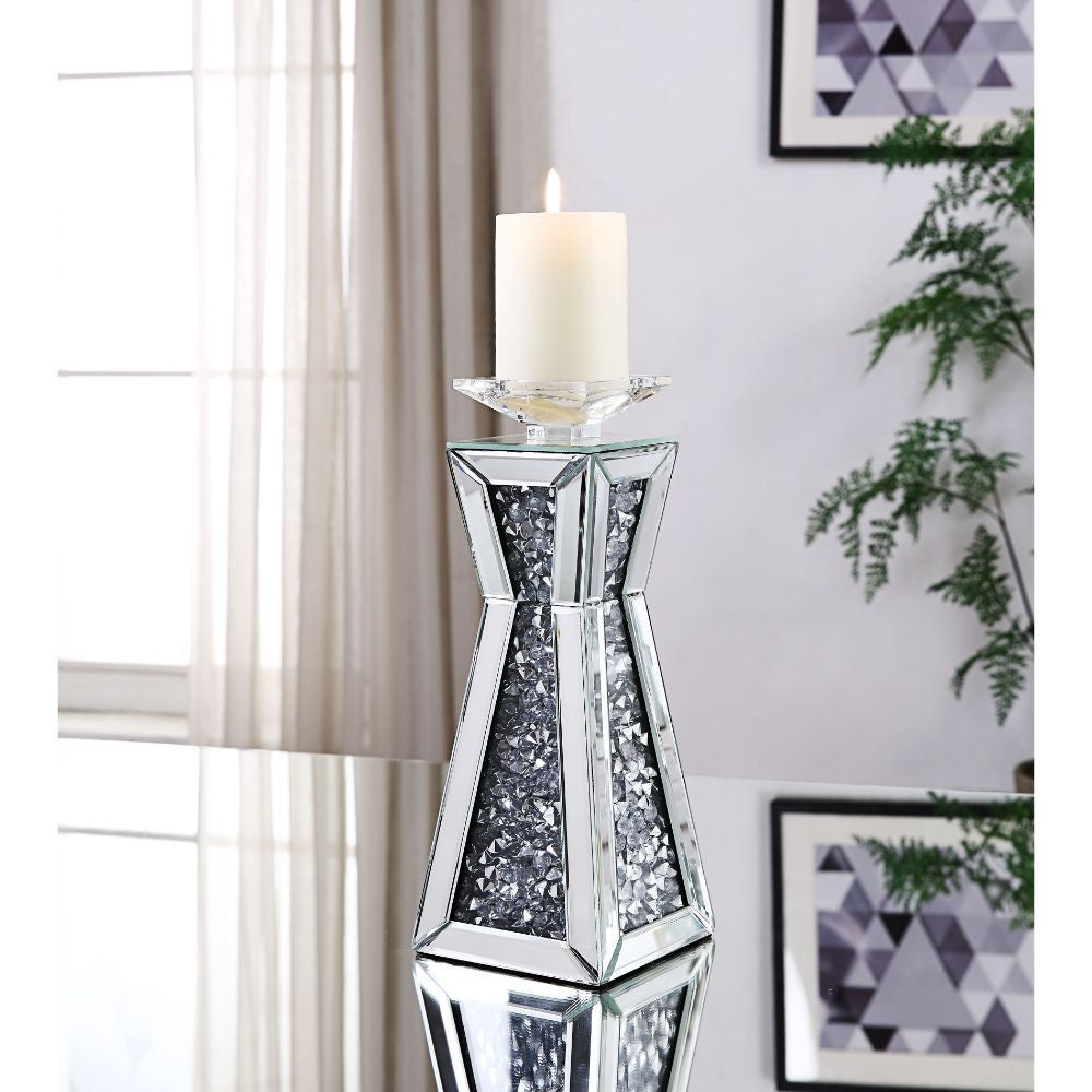 ACME 97618 Nowles Accent Candleholder (Set-2), Mirrored & Faux Stones