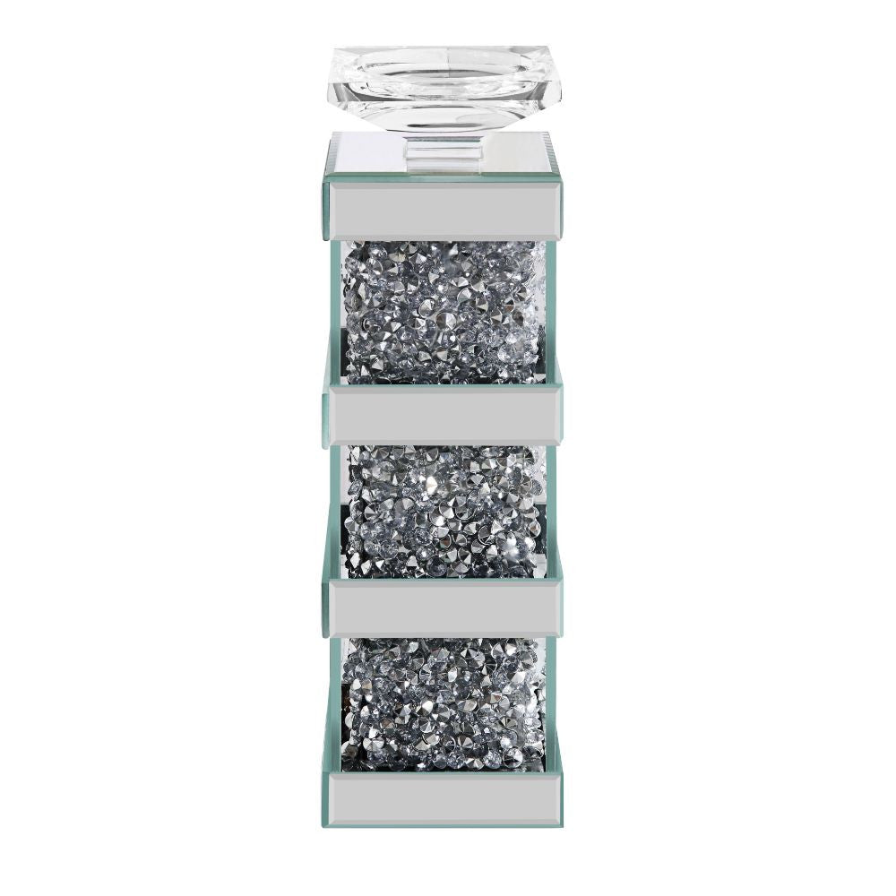ACME 97619 Noralie Accent Candleholder (Set-2), Mirrored & Faux Diamonds