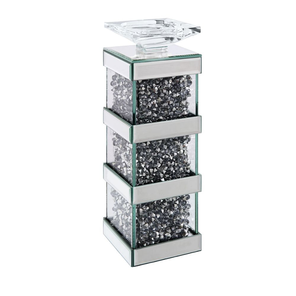ACME 97619 Noralie Accent Candleholder (Set-2), Mirrored & Faux Diamonds