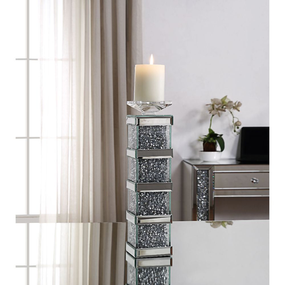 ACME 97620 Noralie Accent Candleholder (Set-2), Mirrored & Faux Diamonds