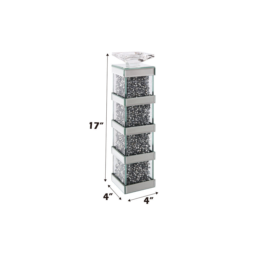 ACME 97620 Noralie Accent Candleholder (Set-2), Mirrored & Faux Diamonds