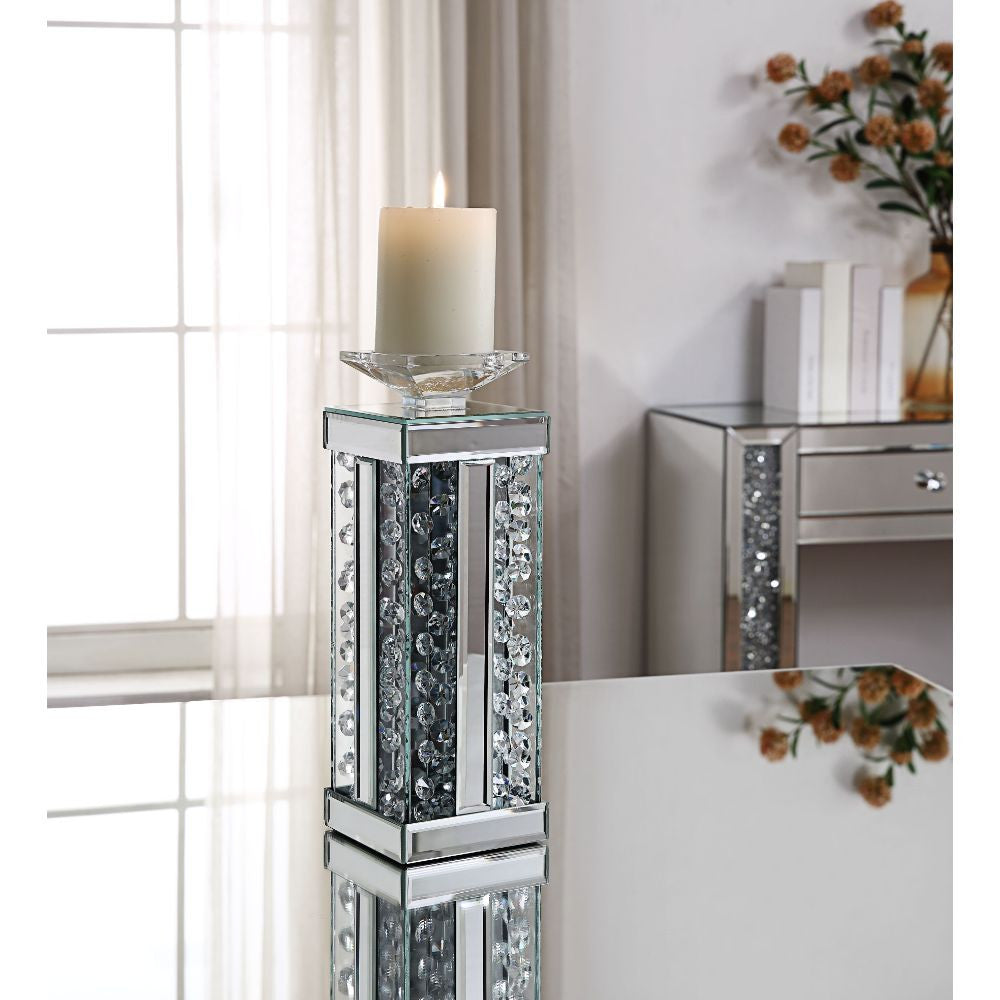 ACME 97621 Nysa Accent Candleholder (Set-2), Mirrored & Faux Crystals