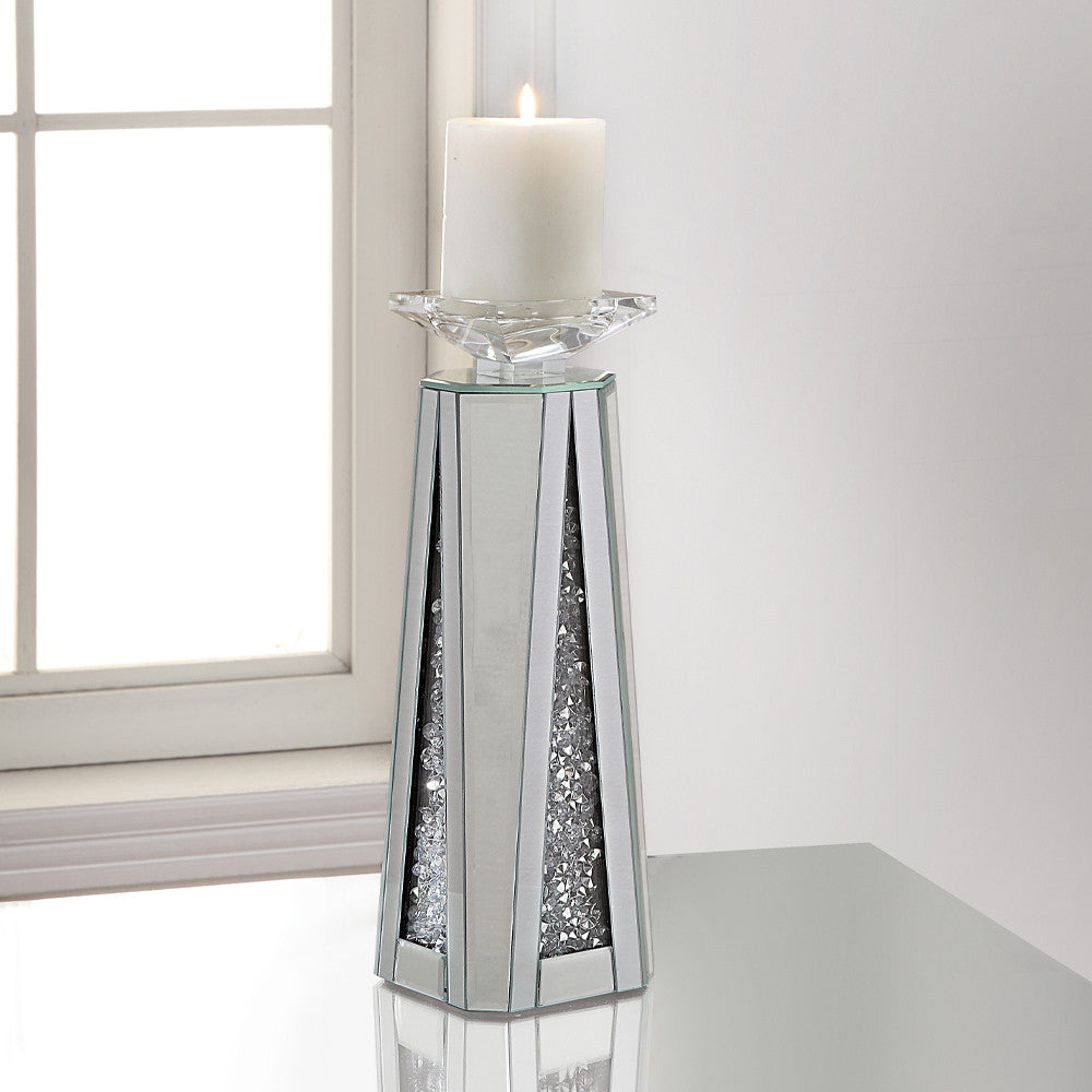 ACME 97623 Nowles Accent Candleholder (Set-2), Mirrored & Faux Stones