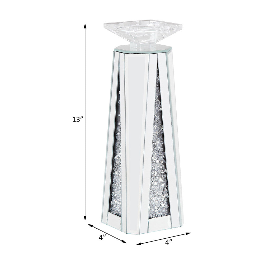 ACME 97623 Nowles Accent Candleholder (Set-2), Mirrored & Faux Stones