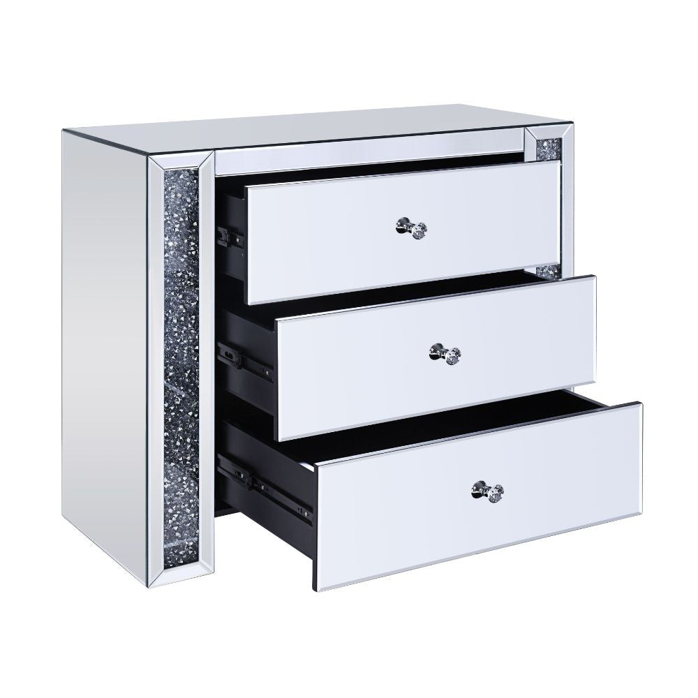 ACME 97642 Noralie Console Table, Mirrored & Faux Diamonds