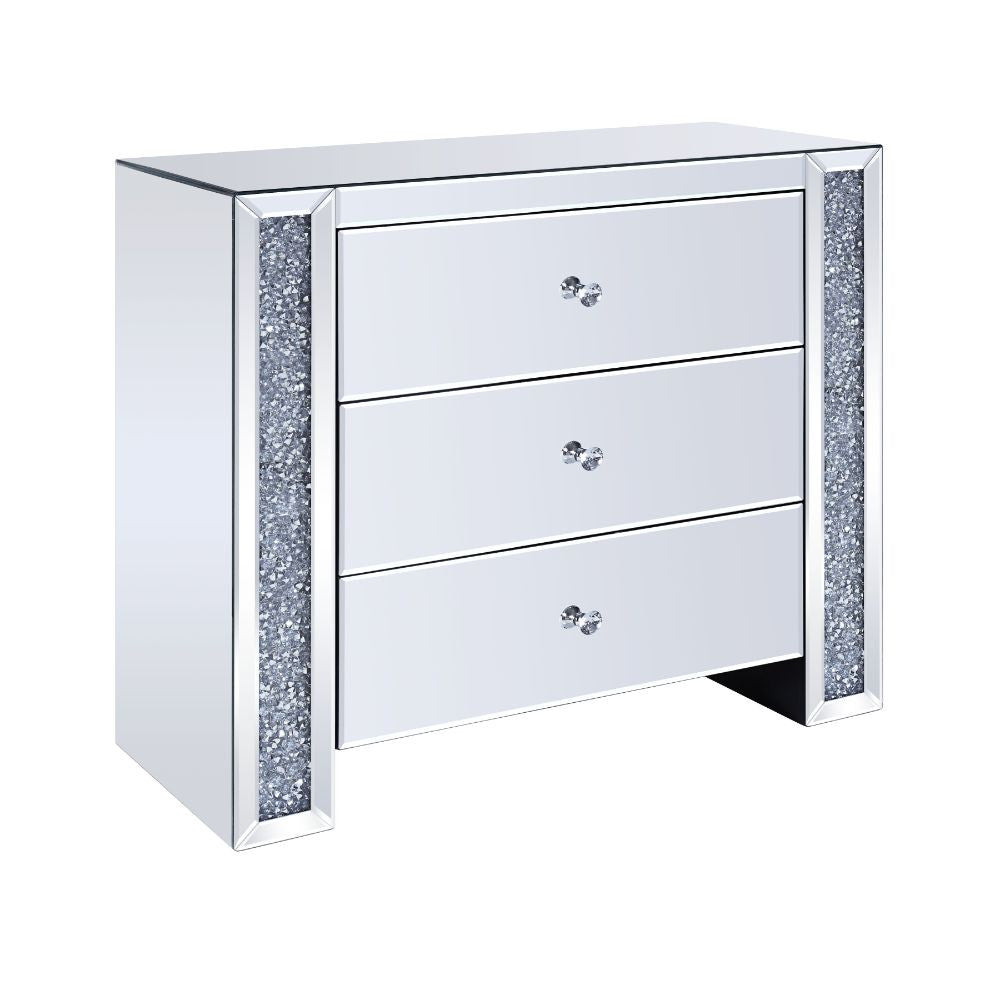 ACME 97642 Noralie Console Table, Mirrored & Faux Diamonds