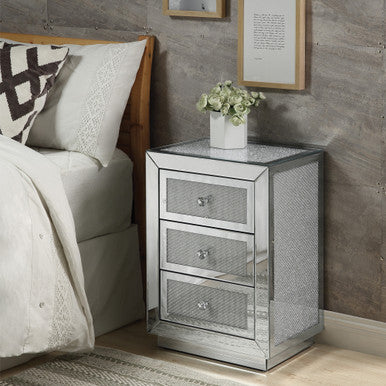 ACME 97660 Lavina Accent Table, Mirrored & Faux Diamonds