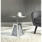 ACME 97702 Noralie Accent Table, Mirrored & Faux Diamonds