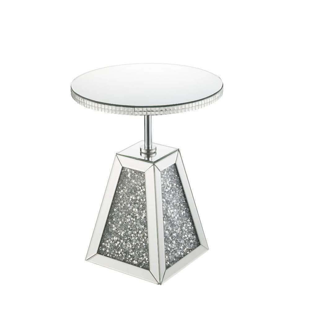 ACME 97702 Noralie Accent Table, Mirrored & Faux Diamonds
