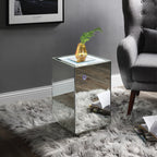 ACME 97704 Nyoka Accent Table with LED, Mirrored & Faux Gems